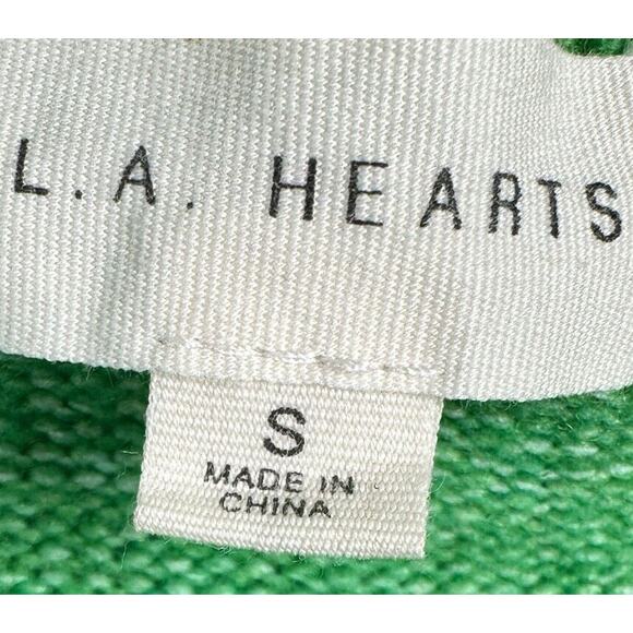LA Hearts Cropped Boxy Knit Sweater Hoodie Women Size S Oversized Green Cottage - Picture 6 of 8